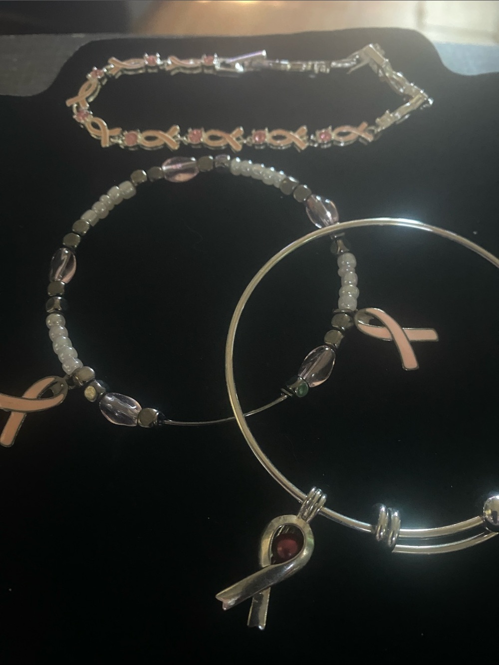 Pink Ribbon Breast Cancer Awareness Bracelet Set